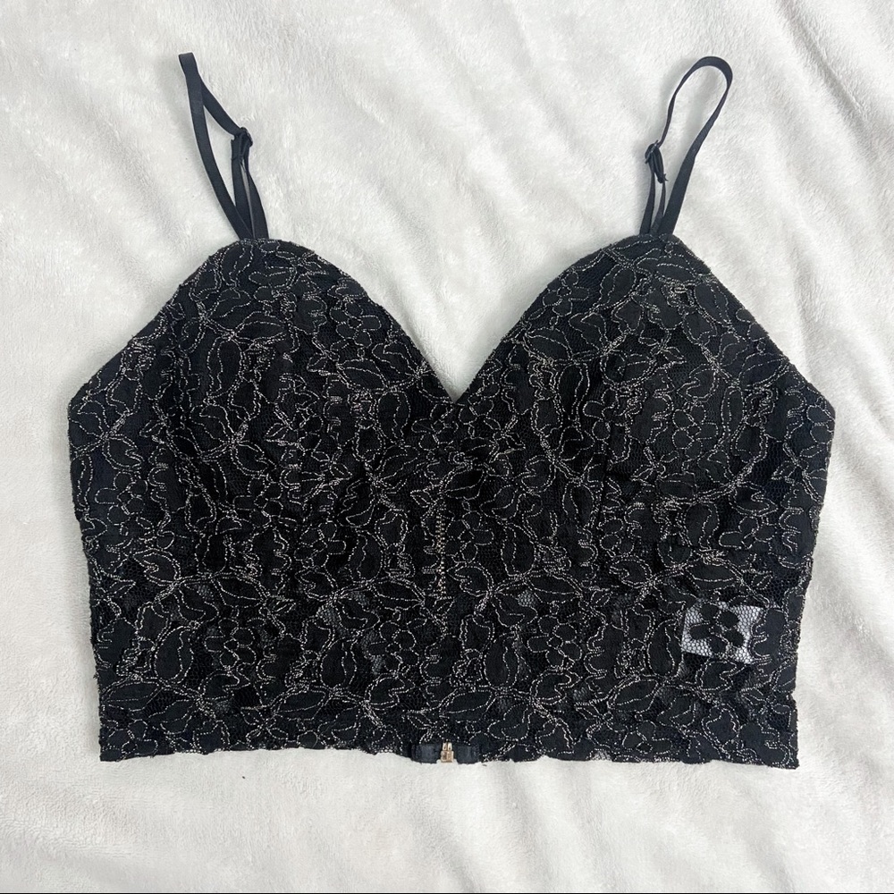 Windsor Black Shimmery Corset Style Zip Lace Back